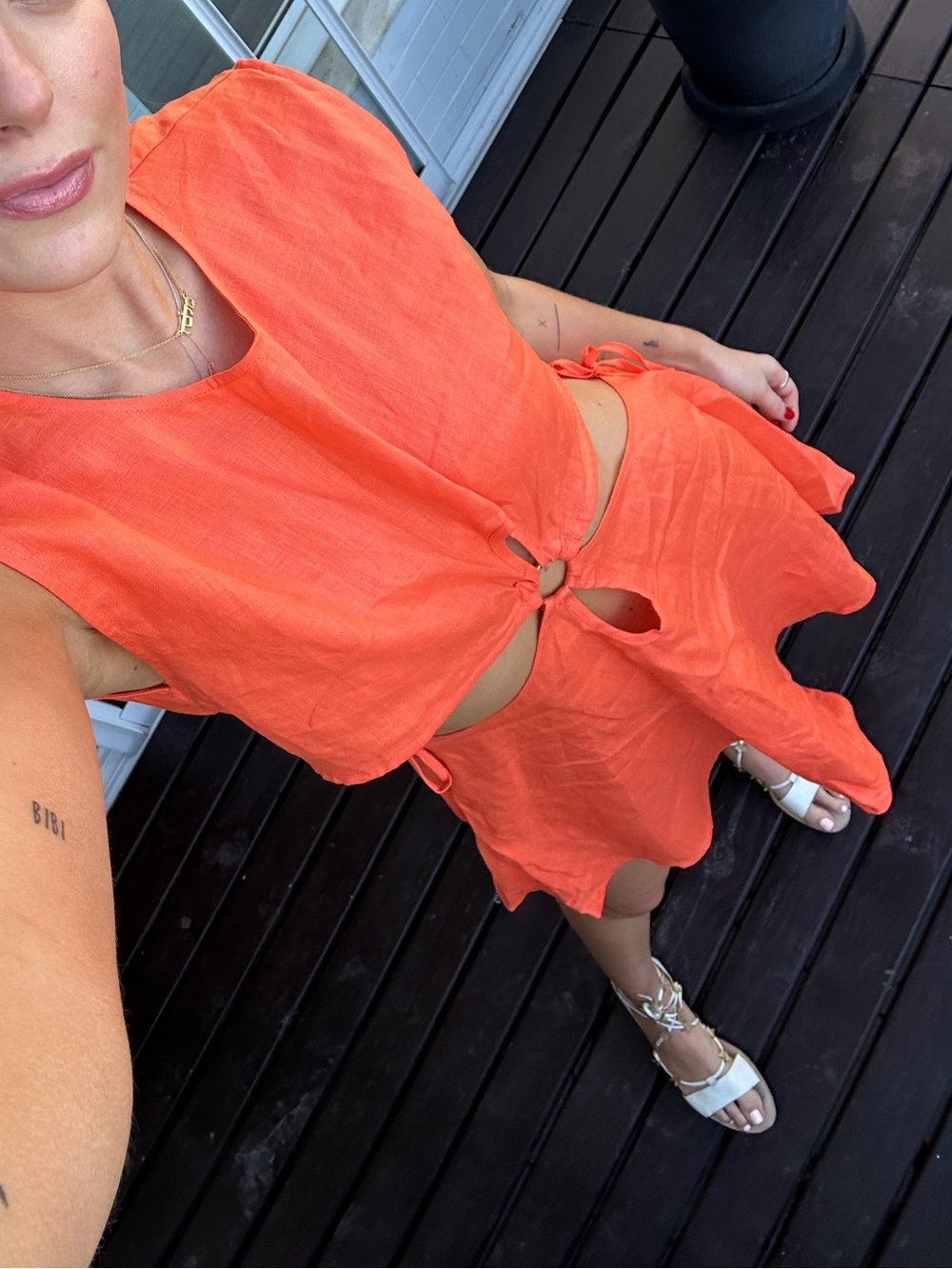 Vrg Grl Linen Cutout Mini Dress AUS10/US6